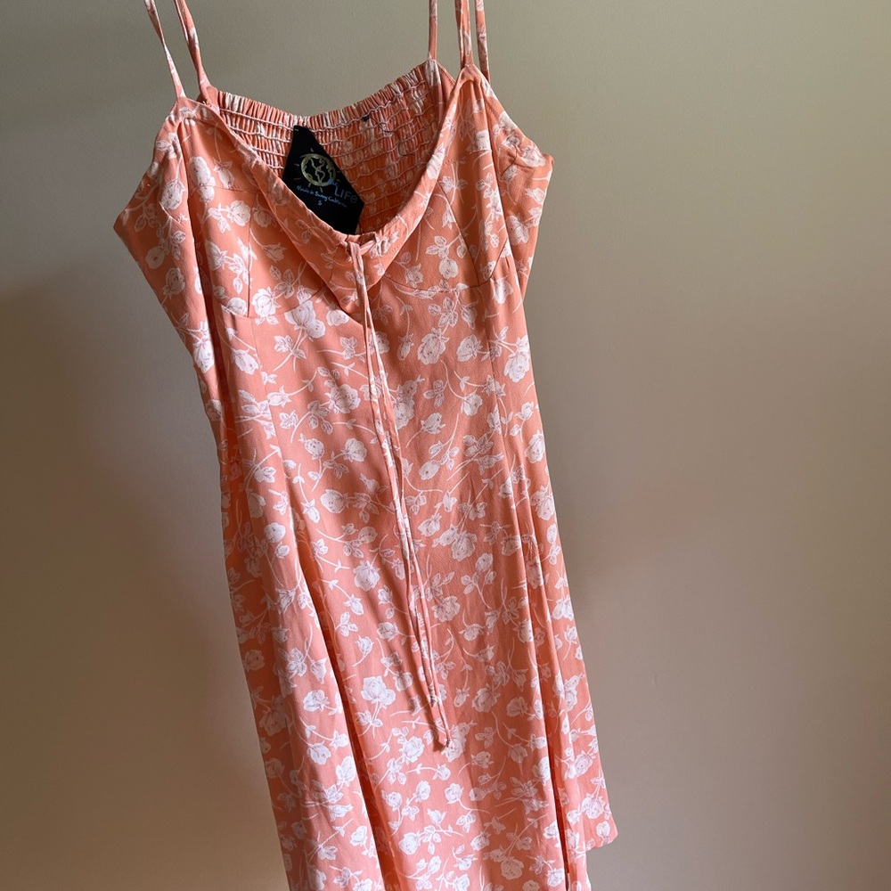 Blue Life Pink and White Sleeveless Sundress